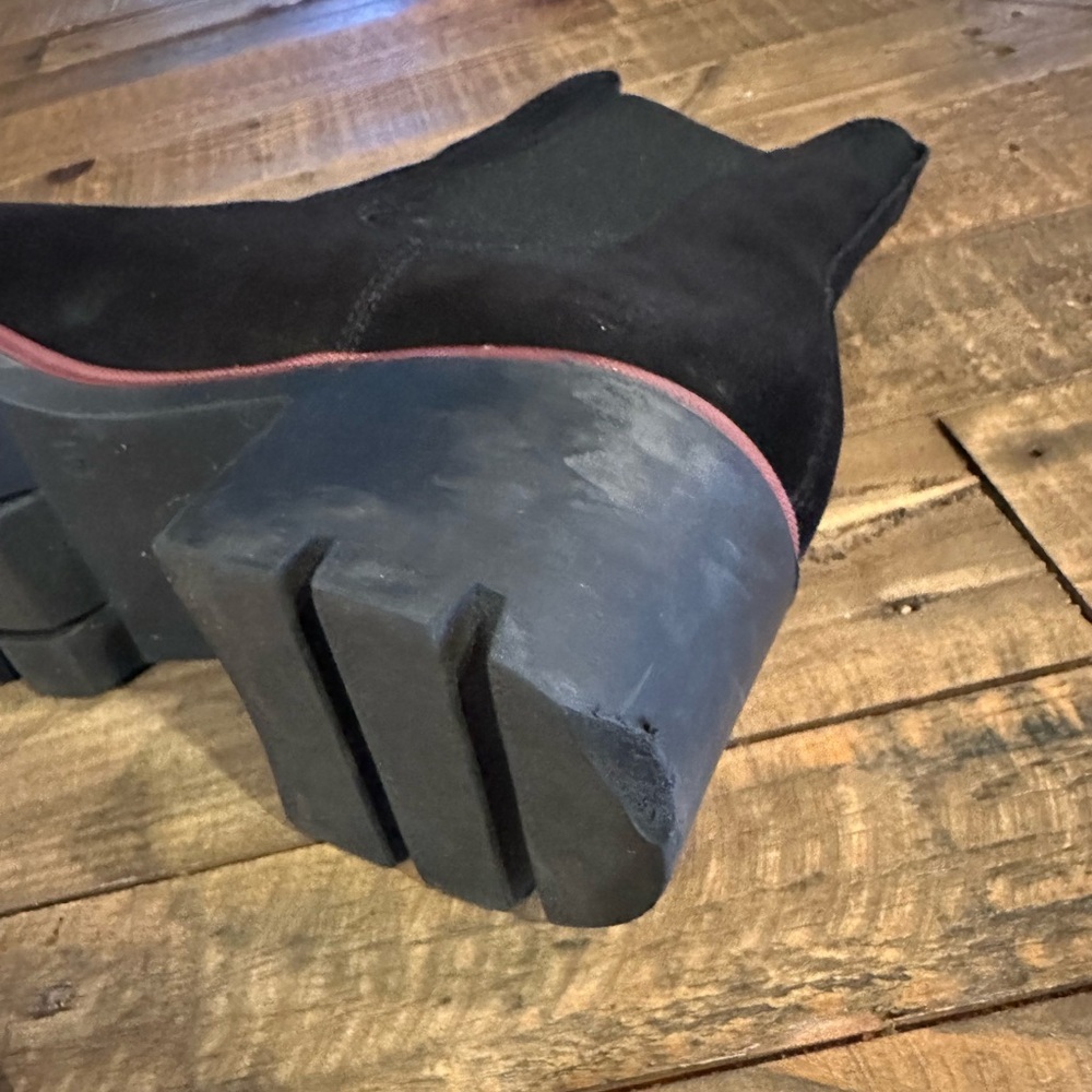 Antonio de Faria Black Suede Platform Chelsea Boots Size 9.5 - Picture 9 of 9